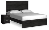 Belachime Charcoal Queen Panel Bed and Nightstand from Ashley Furniture - Luna Furniture
