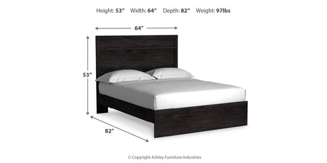 Belachime Queen Panel Bed with Mirrored Dresser and 2 Nightstands in Charcoal from Ashley - Luna Furniture