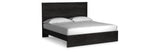 Belachime King Panel Bed with Mirrored Dresser, Chest and 2 Nightstands in Charcoal from Ashley Furniture - Luna Furniture