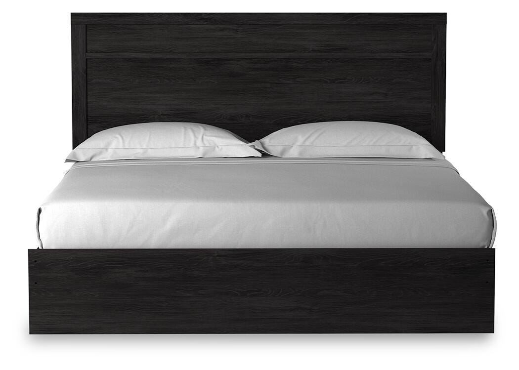 Belachime Dark Charcoal King Panel Bed, Dresser Mirror and 2 Nightstands from Ashley - Luna Furniture
