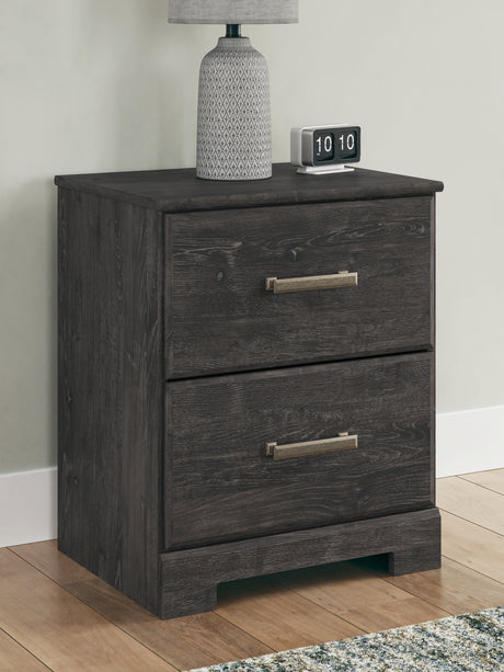 Belachime Dark Charcoal King Panel Bed, Dresser Mirror and 2 Nightstands from Ashley Furniture - Luna Furniture