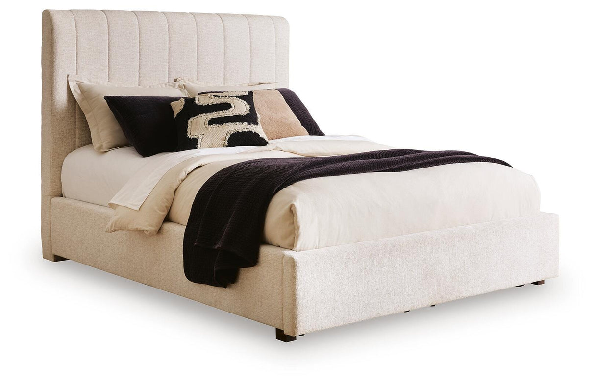 Brizmore Beige Queen Upholstered Storage Bed from Ashley - Luna Furniture