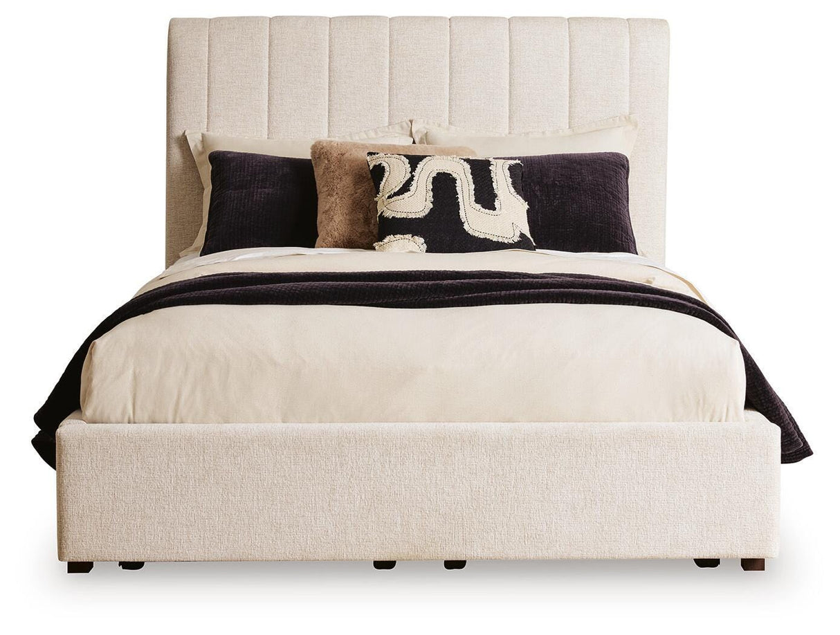 Brizmore Beige Queen Upholstered Storage Bed from Ashley - Luna Furniture