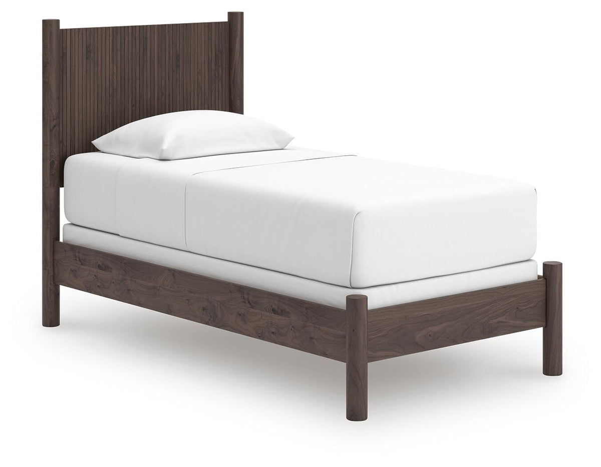 Pamytta Brown Twin Panel Bed with Mirrored Dresser, Chest and Nightstand from Ashley - Luna Furniture