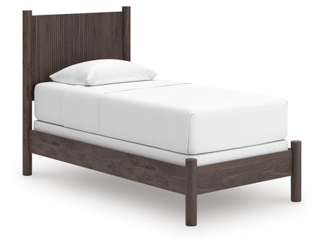 Pamytta Brown Twin Panel Bed with Mirrored Dresser, Chest and Nightstand from Ashley - Luna Furniture