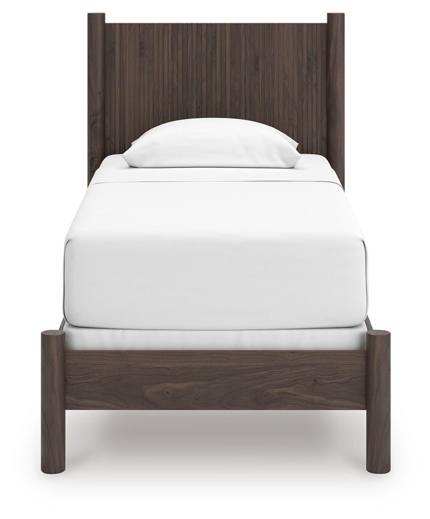 Pamytta Brown Twin Panel Bed with Mirrored Dresser, Chest and Nightstand from Ashley - Luna Furniture