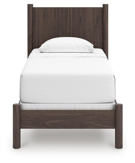 Pamytta Brown Twin Panel Bed with Mirrored Dresser, Chest and Nightstand from Ashley - Luna Furniture