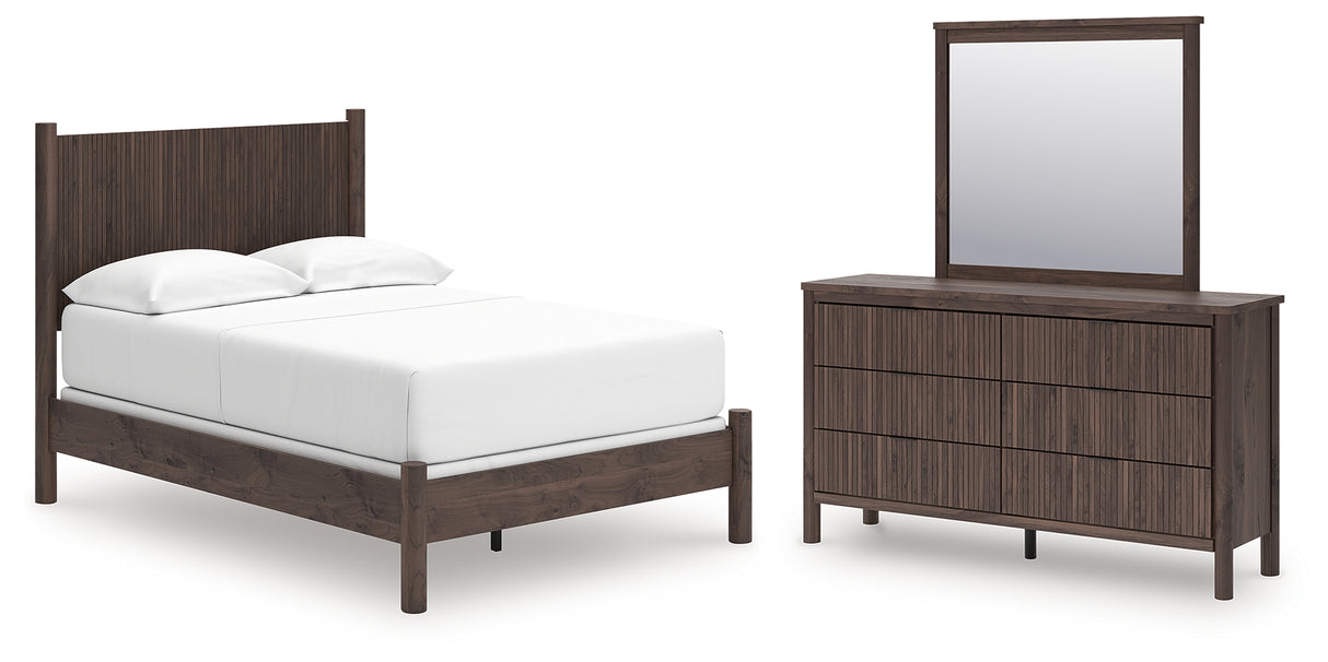 Pamytta Brown Full Panel Bed, Dresser and Mirror from Ashley Furniture - Luna Furniture