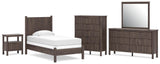 Pamytta Brown Twin Panel Bed with Mirrored Dresser, Chest and Nightstand from Ashley - Luna Furniture