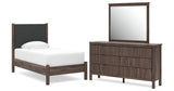 Pamytta Twin Upholstered Platform Bed, Dresser and Mirror from Ashley - Luna Furniture