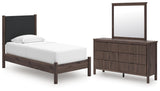 Pamytta Twin Upholstered Platform Bed, Dresser and Mirror from Ashley - Luna Furniture