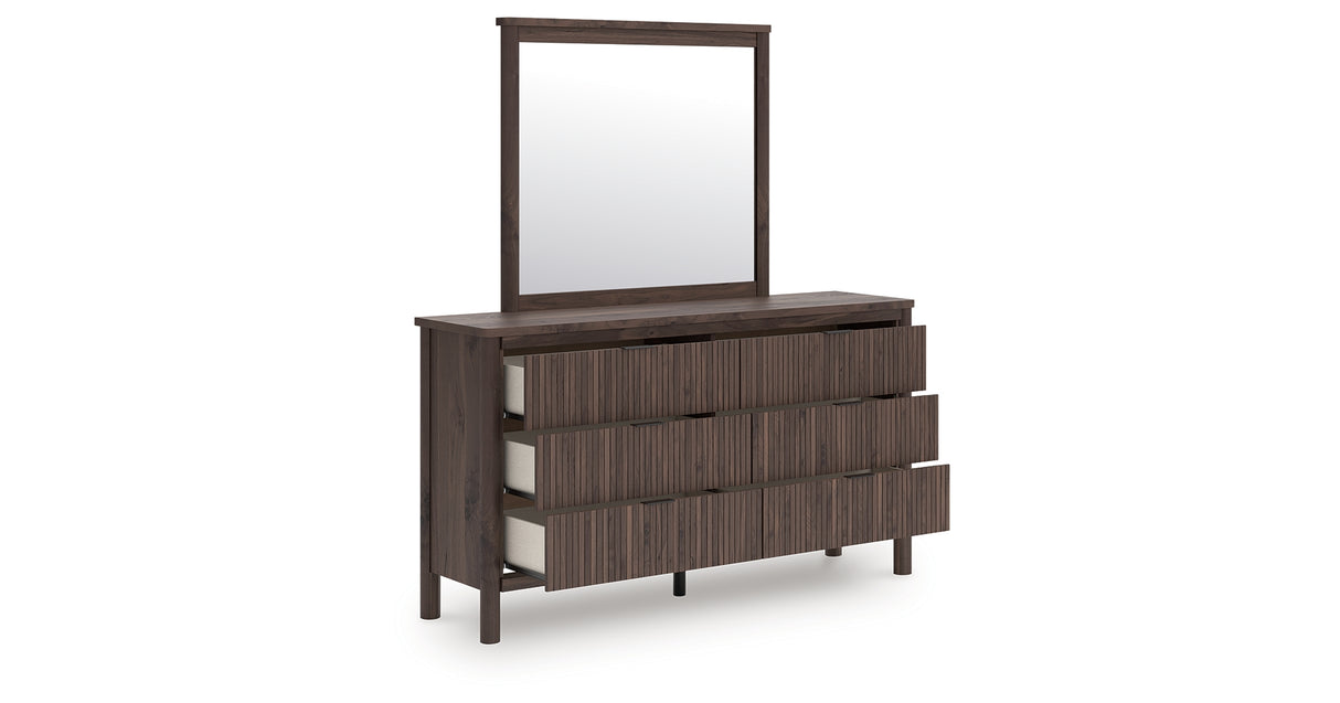 Pamytta Twin Upholstered Panel Bed, Dresser and Mirror from Ashley - Luna Furniture