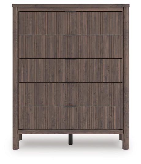 Pamytta Brown Twin Panel Bed with Mirrored Dresser and Chest from Ashley - Luna Furniture