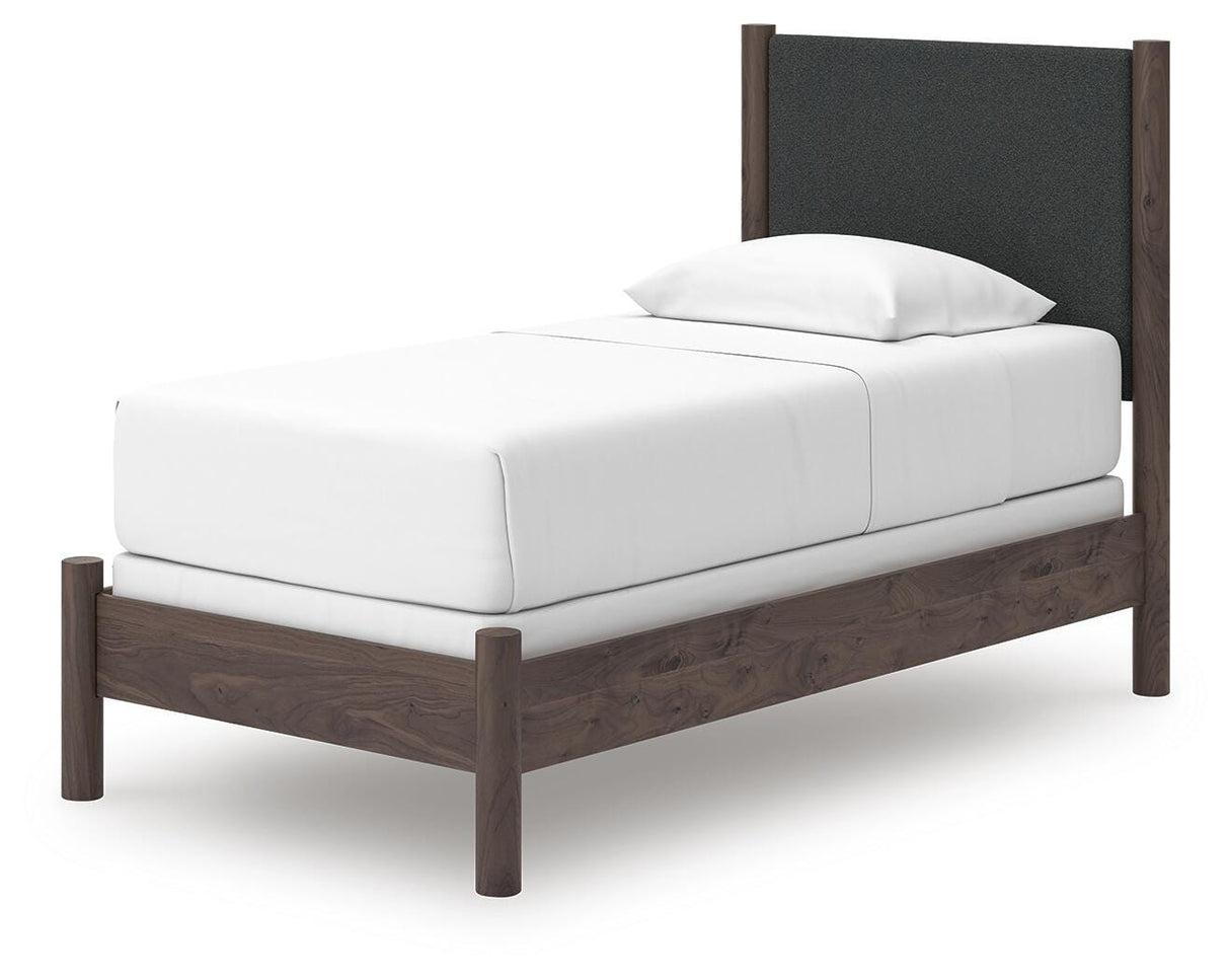 Pamytta Twin Upholstered Panel Bed, Dresser and Mirror from Ashley - Luna Furniture