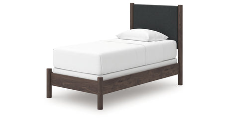 Pamytta Brown Twin Upholstered Panel Bed from Ashley - Luna Furniture