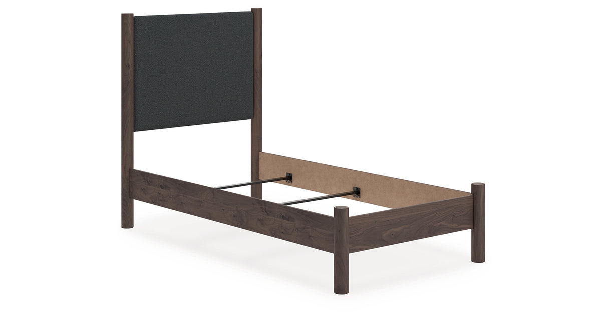 Pamytta Brown Twin Upholstered Panel Bed from Ashley Furniture - Luna Furniture