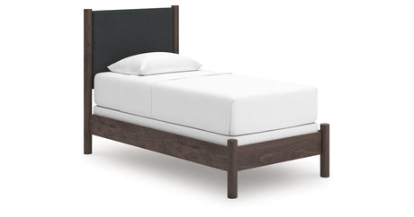 Pamytta Brown Twin Upholstered Panel Bed from Ashley - Luna Furniture