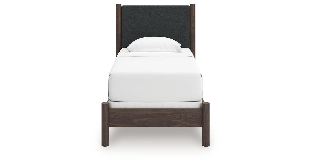 Pamytta Brown Twin Upholstered Panel Bed from Ashley Furniture - Luna Furniture