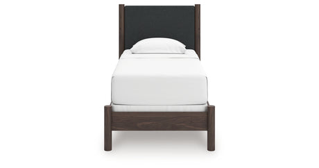 Pamytta Brown Twin Upholstered Panel Bed from Ashley - Luna Furniture