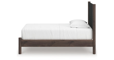 Pamytta Brown Twin Upholstered Panel Platform Bed from Ashley - Luna Furniture