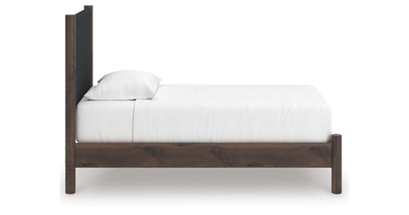 Pamytta Brown Twin Upholstered Panel Platform Bed from Ashley - Luna Furniture
