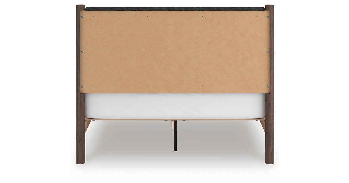 Pamytta Brown Queen Upholstered Panel Platform Bed from Ashley Furniture - Luna Furniture