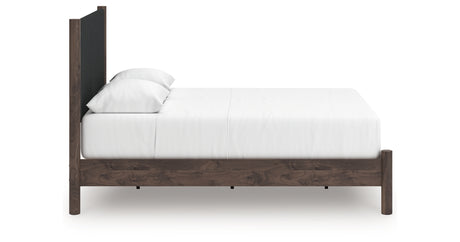 Pamytta Brown Queen Upholstered Panel Platform Bed from Ashley Furniture - Luna Furniture