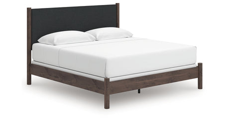 Pamytta Brown King Upholstered Panel Bed from Ashley Furniture - Luna Furniture