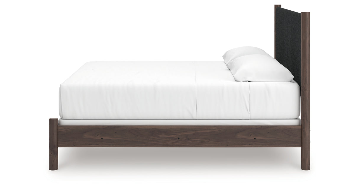 Pamytta Brown King Upholstered Panel Bed from Ashley Furniture - Luna Furniture