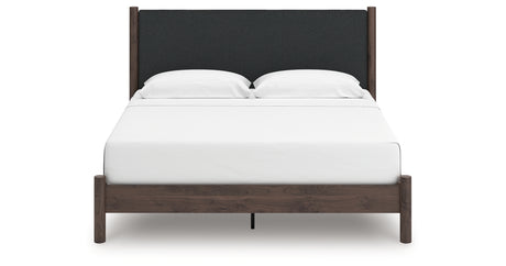 Pamytta Brown King Upholstered Panel Platform Bed from Ashley Furniture - Luna Furniture