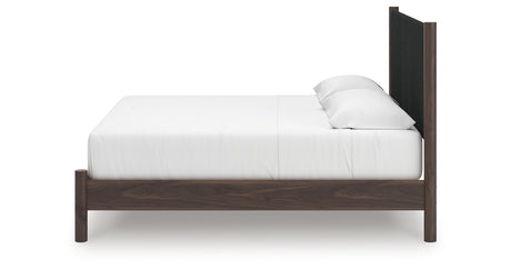 Pamytta Brown King Upholstered Panel Platform Bed from Ashley Furniture - Luna Furniture
