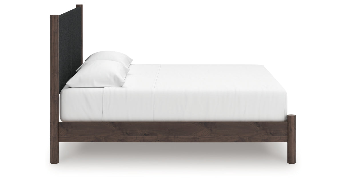 Pamytta Brown King Upholstered Panel Platform Bed from Ashley Furniture - Luna Furniture