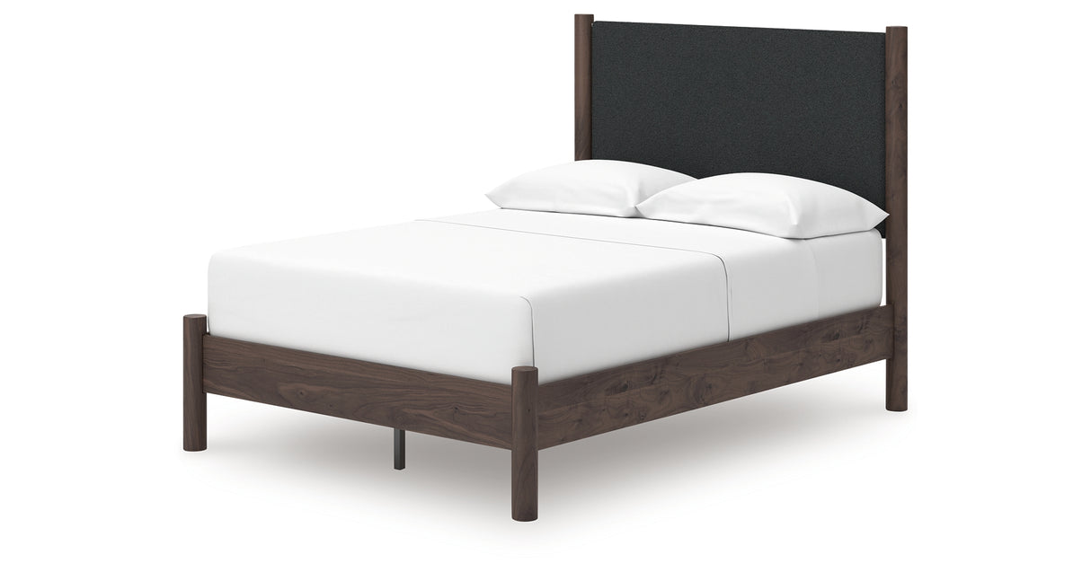 Pamytta Brown Full Upholstered Panel Platform Bed from Ashley Furniture - Luna Furniture