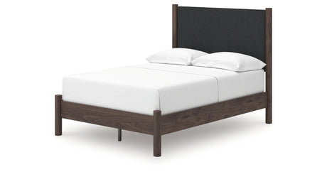 Pamytta Brown Full Upholstered Panel Platform Bed from Ashley Furniture - Luna Furniture