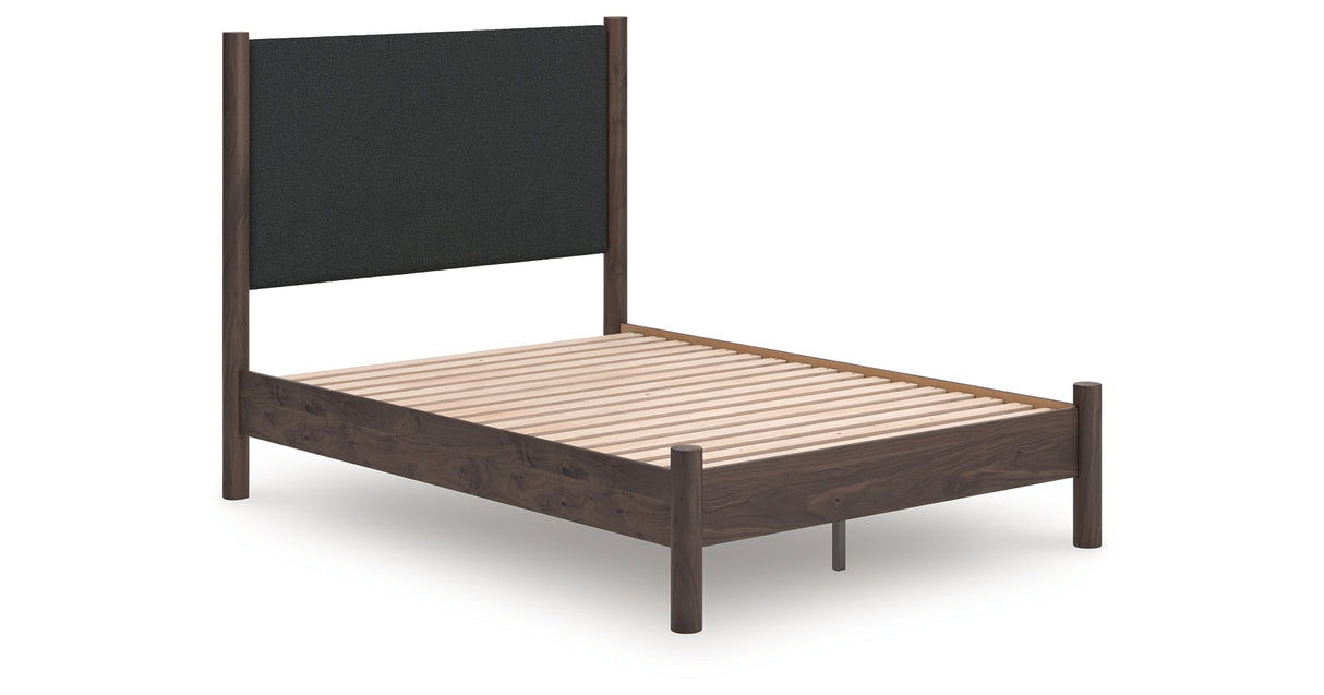 Pamytta Brown Full Upholstered Panel Platform Bed from Ashley Furniture - Luna Furniture