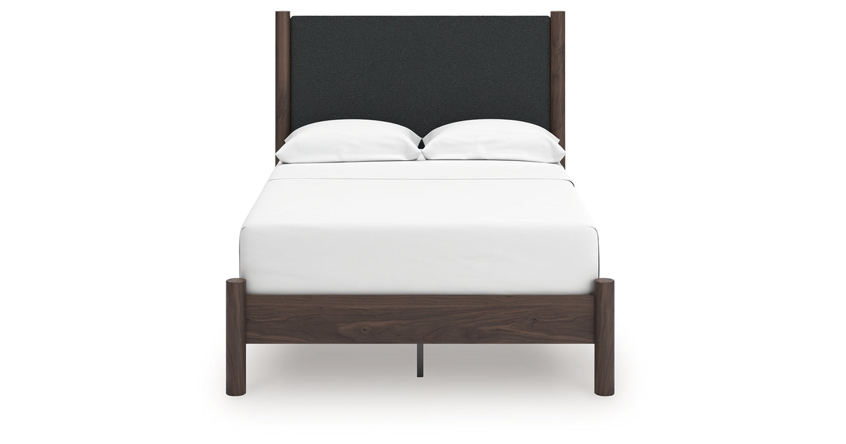 Pamytta Brown Full Upholstered Panel Platform Bed from Ashley Furniture - Luna Furniture