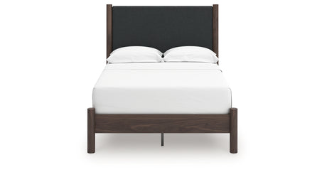 Pamytta Brown Full Upholstered Panel Platform Bed from Ashley Furniture - Luna Furniture