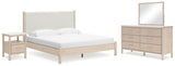 Cadmori Tan/Beige Upholstered Platform Bedroom Set from Ashley - Luna Furniture