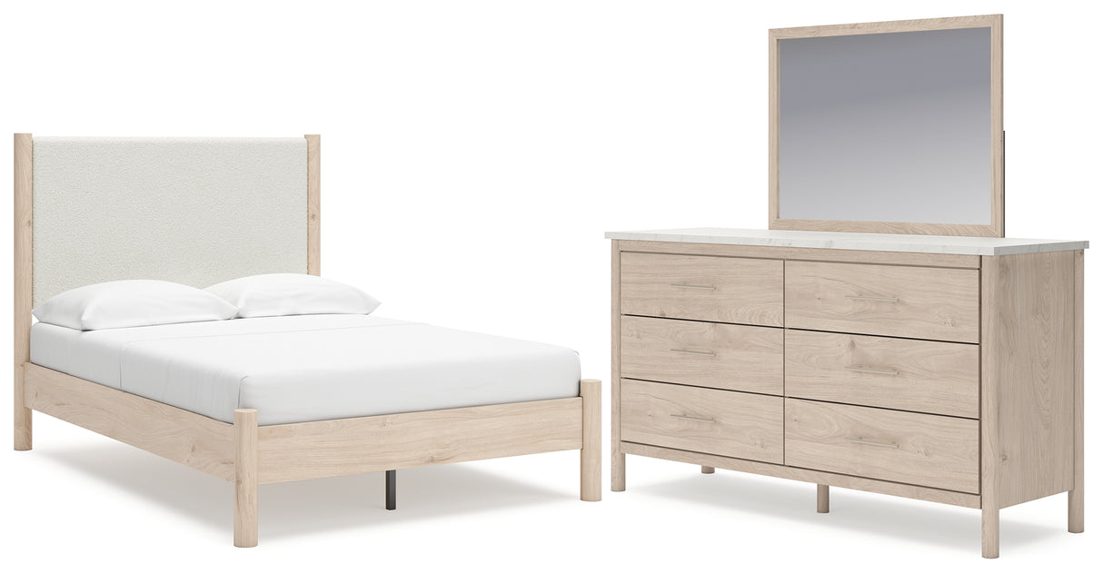 Cadmori Full Upholstered Panel Bed, Dresser and Mirror from Ashley - Luna Furniture