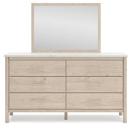 Cadmori Two-tone King Upholstered Panel Bed, Dresser, Mirror and Nightstand from Ashley - Luna Furniture