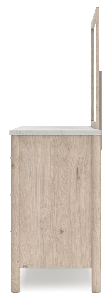 Cadmori Two-tone King Upholstered Panel Bed, Dresser, Mirror and Nightstand from Ashley - Luna Furniture