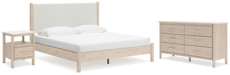Cadmori Two-tone King Upholstered Panel Bed, Dresser and Nightstand from Ashley - Luna Furniture