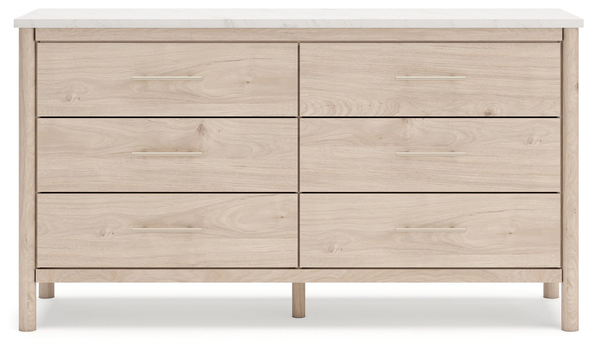 Cadmori Two-tone King Upholstered Panel Bed, Dresser and Nightstand from Ashley - Luna Furniture