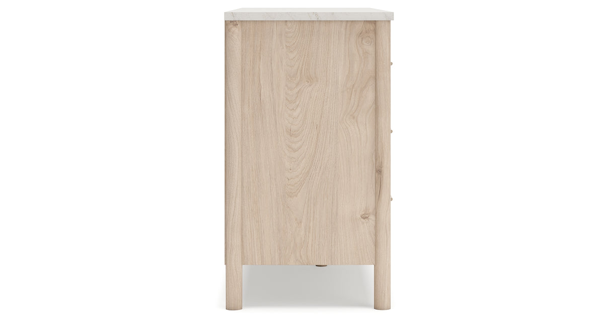 Cadmori Queen Upholstered Panel Bed with Dresser and 2 Nightstands in Two-tone from Ashley - Luna Furniture