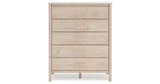 Cadmori Two-tone Queen Upholstered Panel Bed with Mirrored Dresser and Chest from Ashley - Luna Furniture