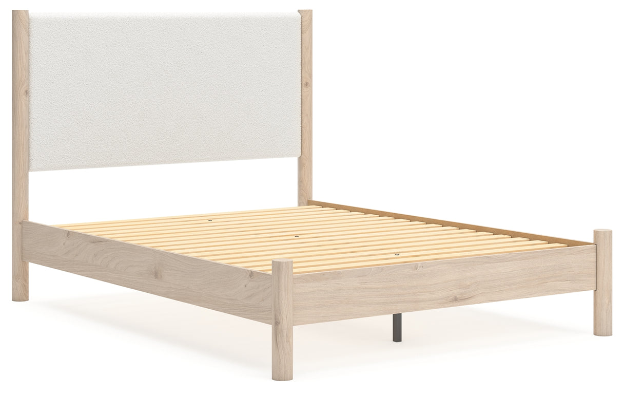 Cadmori Tan/Beige Upholstered Platform Bedroom Set from Ashley - Luna Furniture
