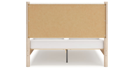 Cadmori Queen Upholstered Panel Bed with Mirrored Dresser, Chest and Nightstand in Two-tone from Ashley - Luna Furniture