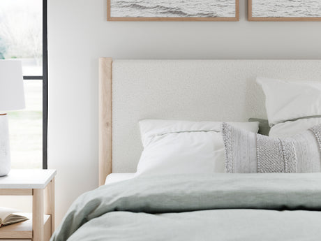 Cadmori Tan/Beige Upholstered Platform Bedroom Set from Ashley - Luna Furniture
