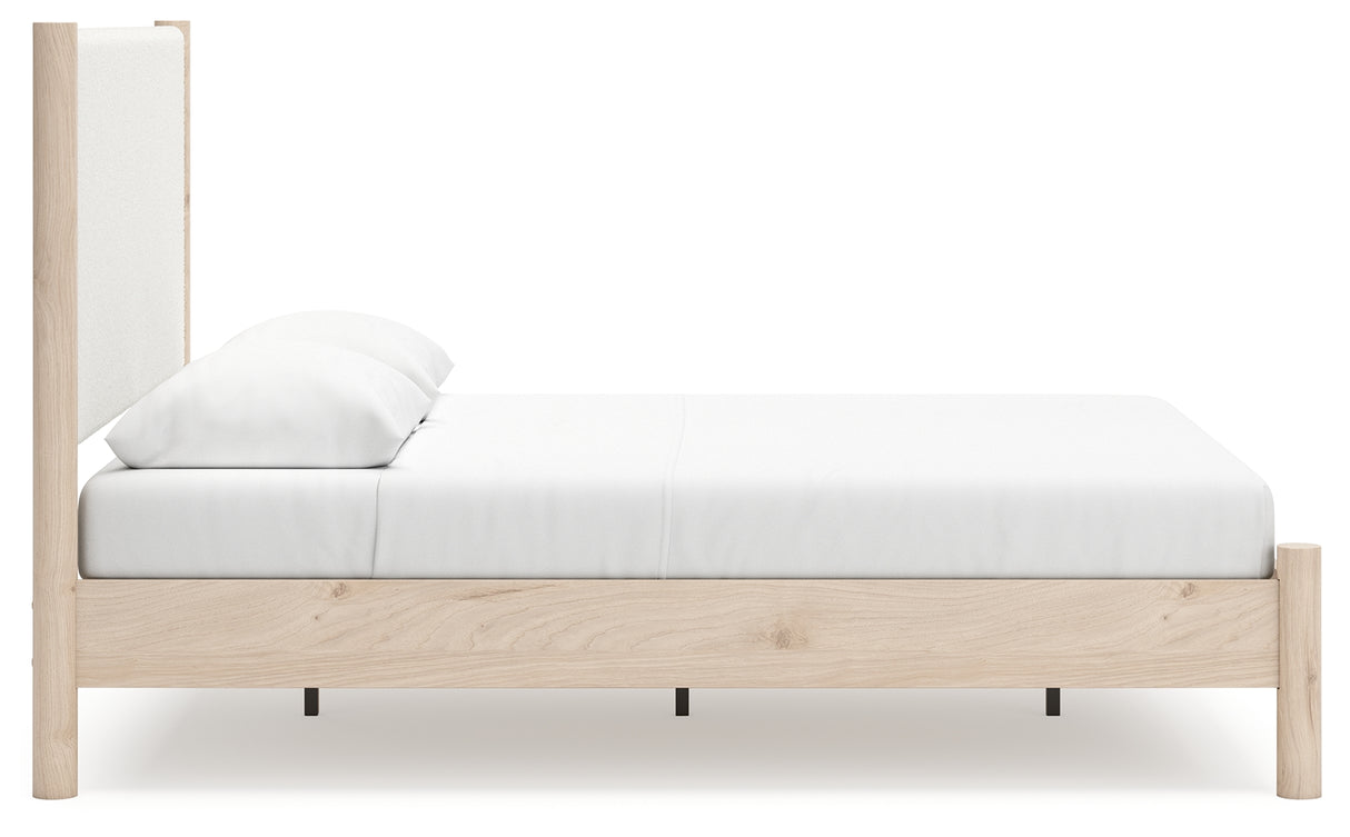 Cadmori Tan/Beige Upholstered Platform Bedroom Set from Ashley - Luna Furniture
