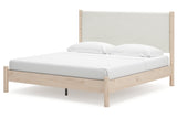 Cadmori Tan/Beige King Upholstered Platform Bed from Ashley - Luna Furniture